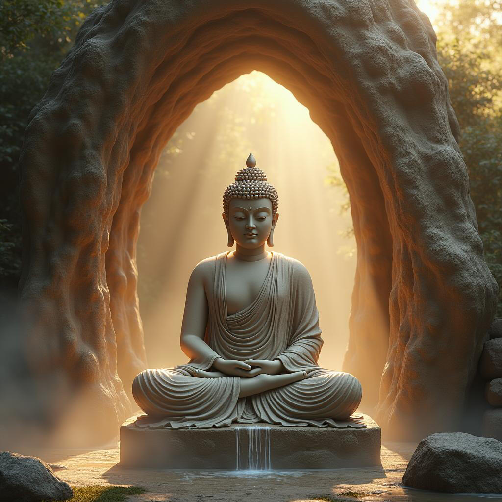 The enlightened Buddha bathed in golden light represents awakening and clarity. In Vastu, light-filled depictions amplify spiritual knowledge; in Feng Shui, radiant imagery dispels stagnant energy. Why it Matters: A powerful choice for study areas or medit