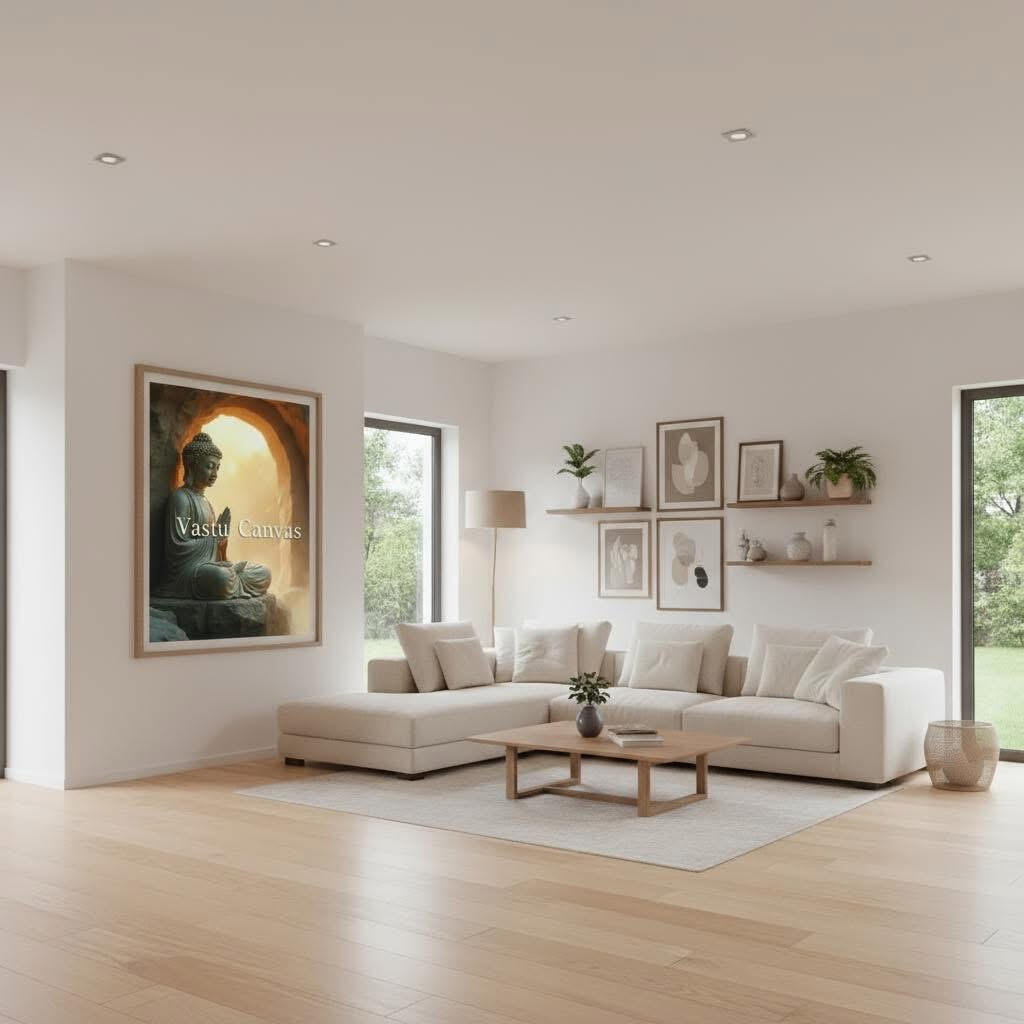 Minimalist interiors with sacred art emphasize balance without excess. Both Vastu and Feng Shui recommend simplicity for clarity of mind and smooth energy flow. Why it Matters: Ideal for modern homes seeking quiet grace and calm, it blends sacred presence